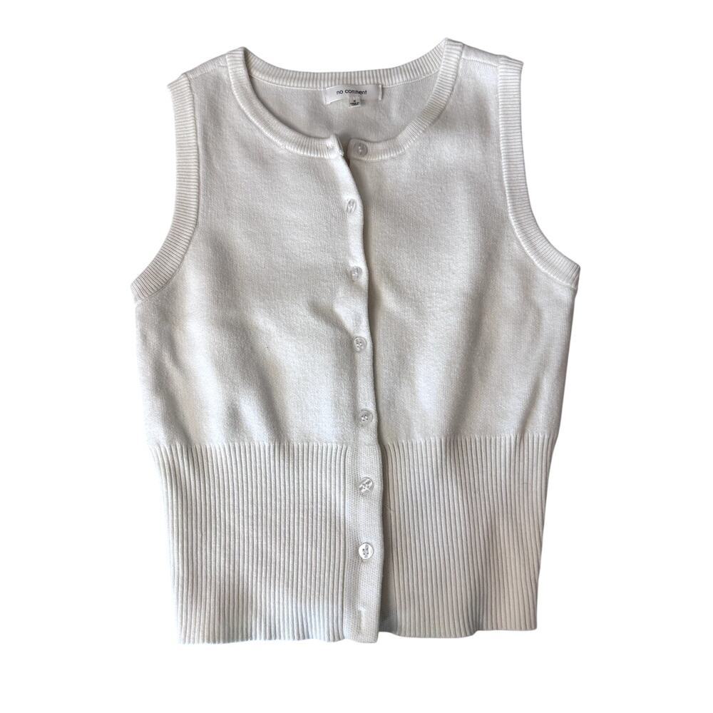 White Ivory Button Up Sleeveless Sweater Women's Size Medium